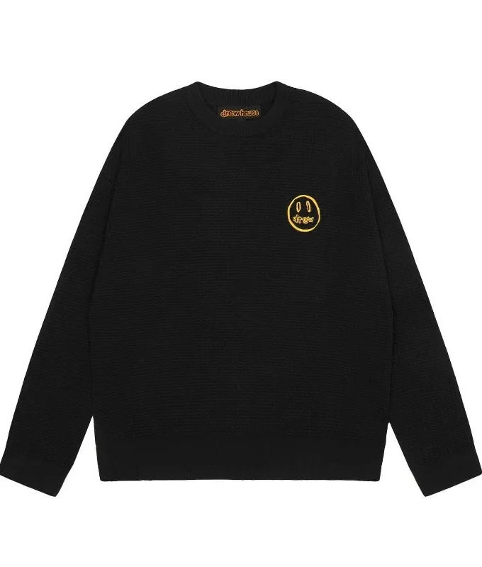 Drew Wavy Striped Knit Sweater Black Dr37