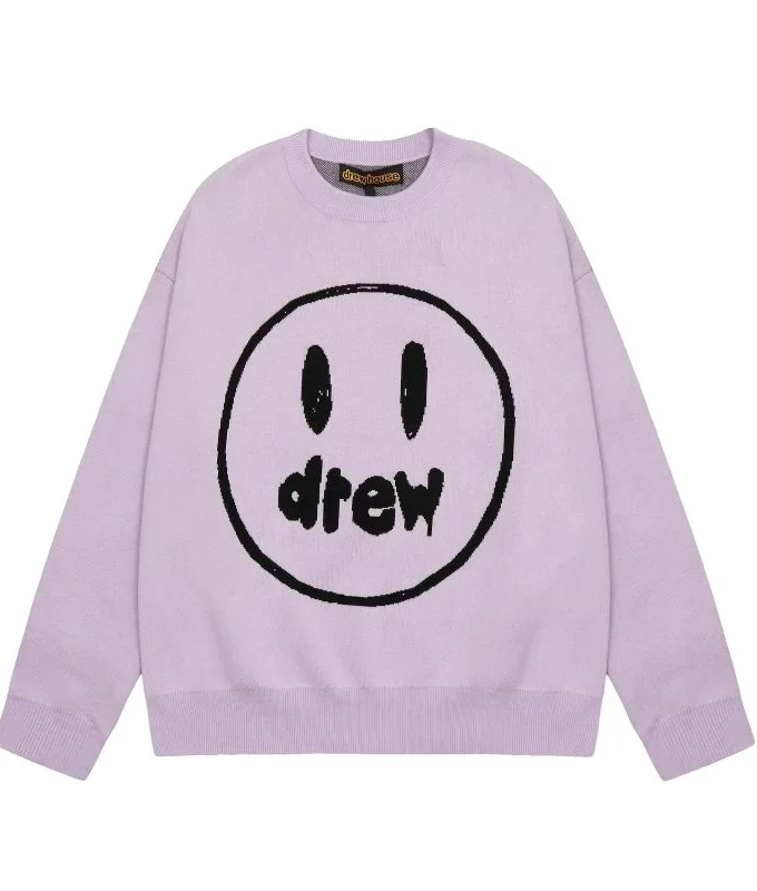 Drew Wavy Striped Knit Sweater Light Purple