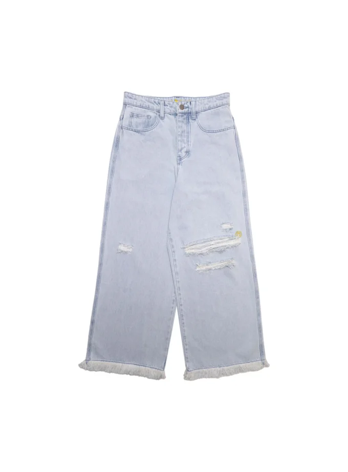 Ultra Wide Leg Jean Distressed Vintage Indigo