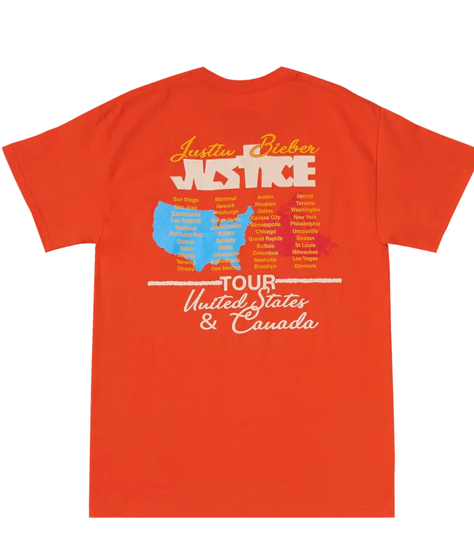 Justin Bieber Justice Tour Orange T-Shirt
