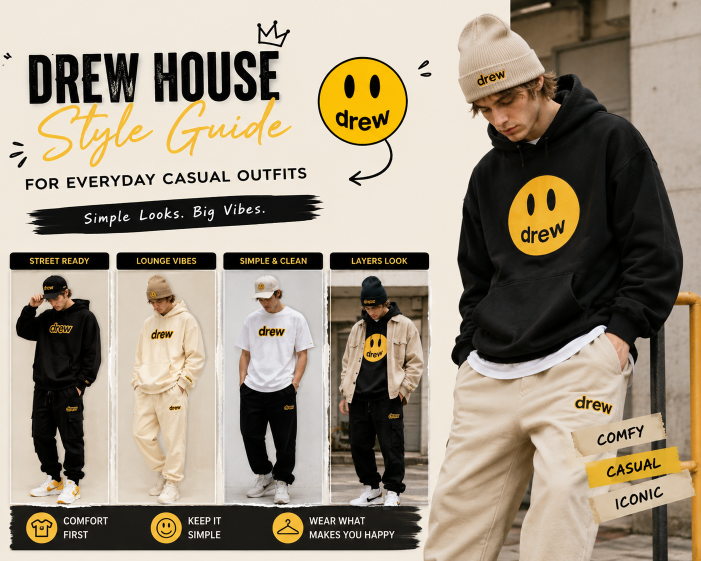 Drew House Style Guide for Everyday Casual Outfits