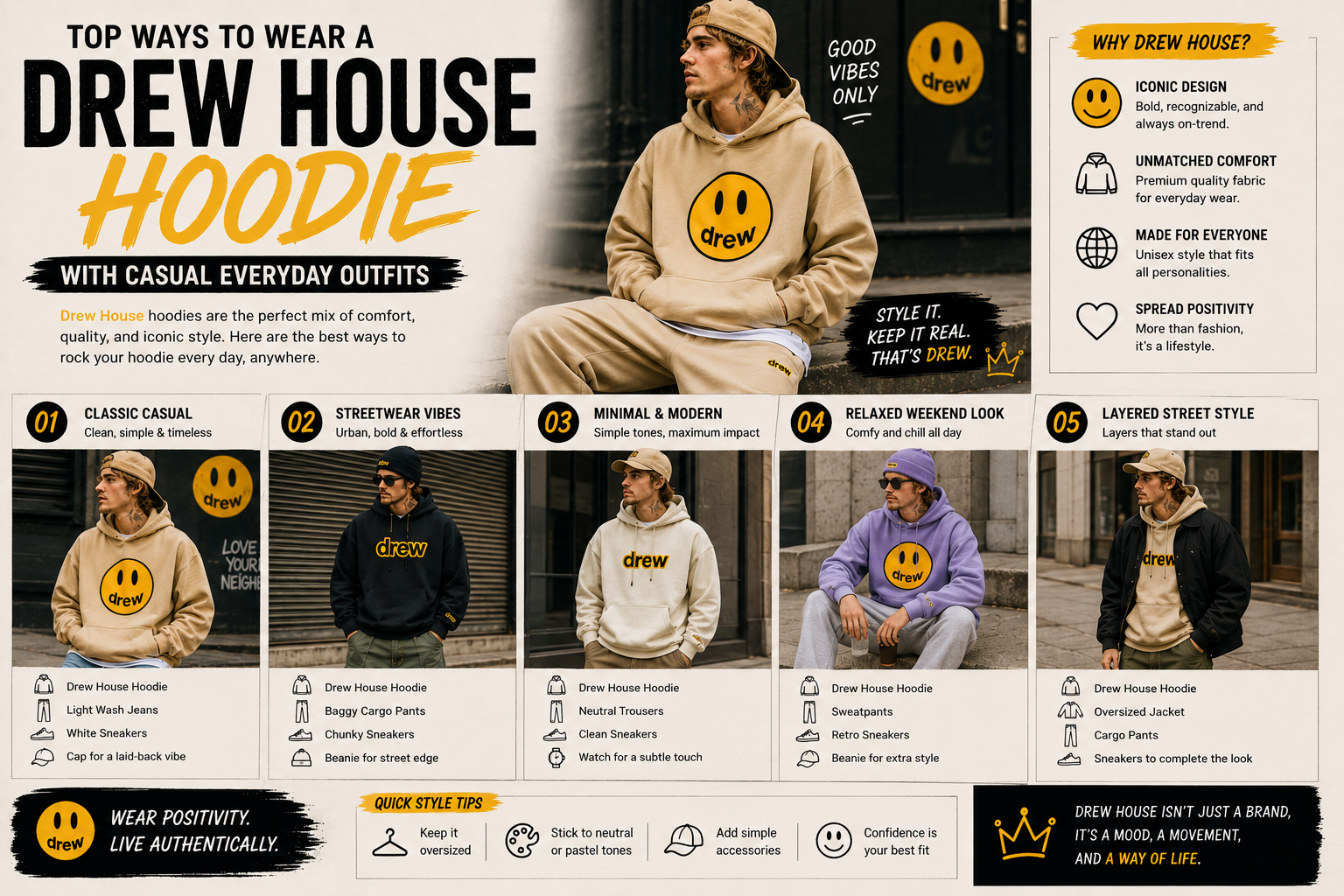 Top Ways to Wear a Drew House Hoodie With Casual Everyday Outfits